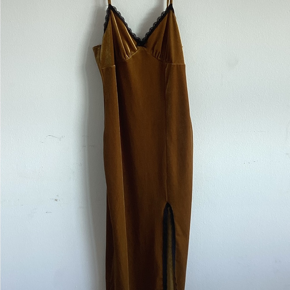 Mustard Lace velvet dress